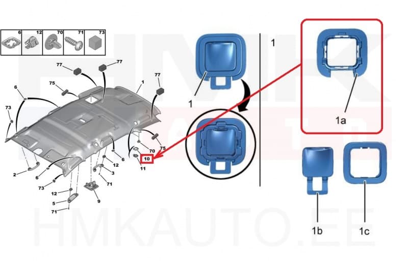 Tagumise kaubavõrgu kinnituskoha kate OEM Peugeot 5008 2011-