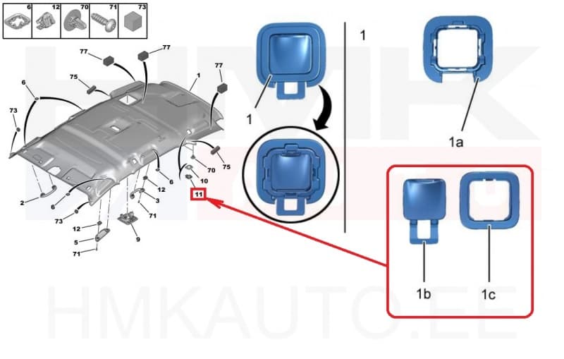 Tagumise kaubavõrgu kinnituskoha kate OEM Peugeot 5008 2011-