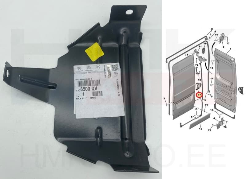 Tagaukse hinge tugevdus alumine vasak OEM Jumper/Boxer/Ducato 2006- (270° avanevad uksed)