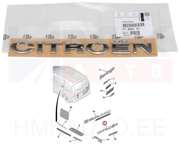 Tagaukse embleem "Citroen"  Berlingo 2008-
