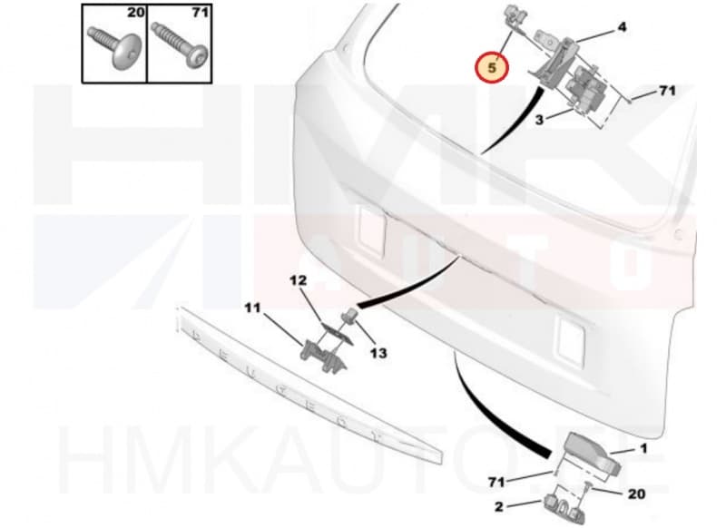Tagaluugi klaasi lukusti vastus OEM Peugeot 407SW