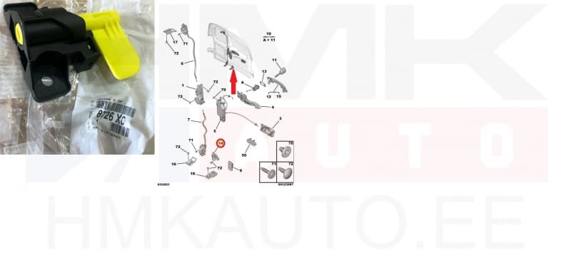 Ukselukusti tagauksele alumine vasak OEM Partner/Berlingo 2008-