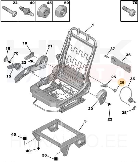 Istme seljatoe reguleerimislingi kork Citroen Jumpy 07-