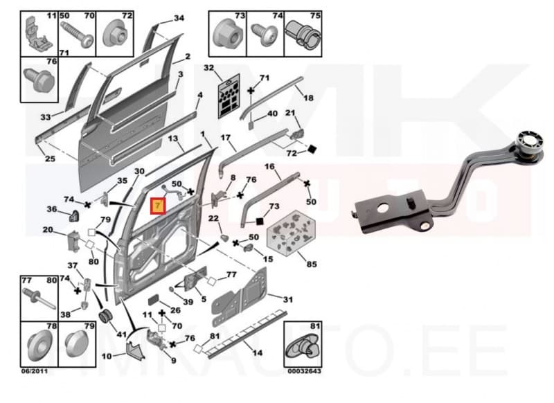 Liugukse ülemine tugi vasak OEM Citroen C8/Peugeot 807