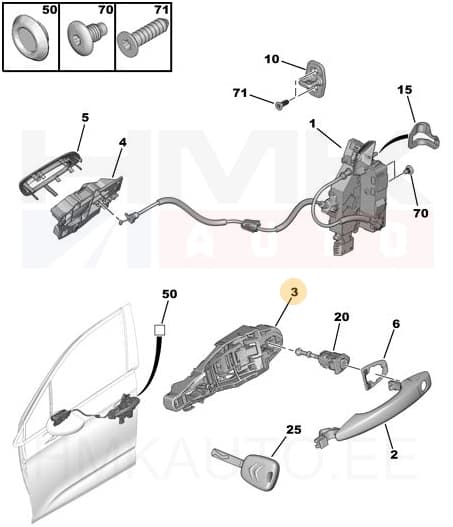 Ukselingi alusraam, esiuks vasak/liuguks parem/tagauks vasak OEM Citroen/Peugeot