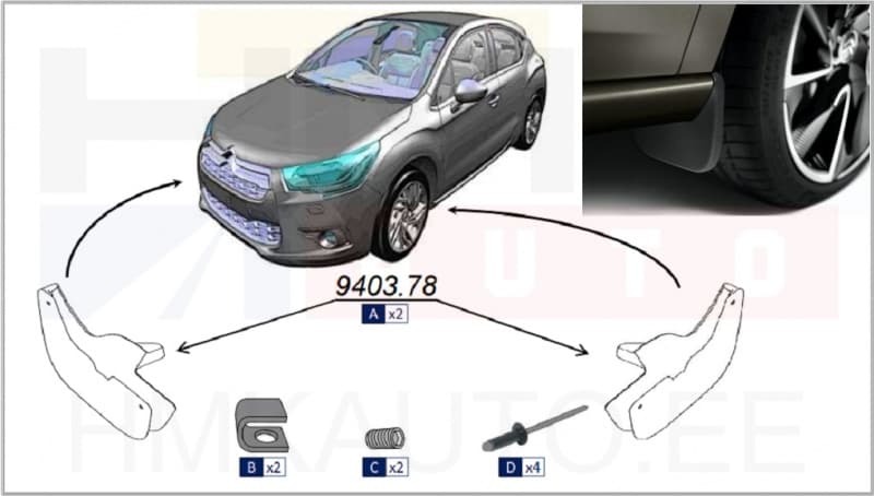Porikummid eesmised OEM Citroen DS4