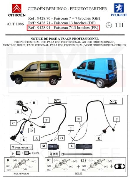 SOODUS!!! Veokonksu juhtmekomplekt OEM Citroen Berlingo/Peugeot Partner -2008