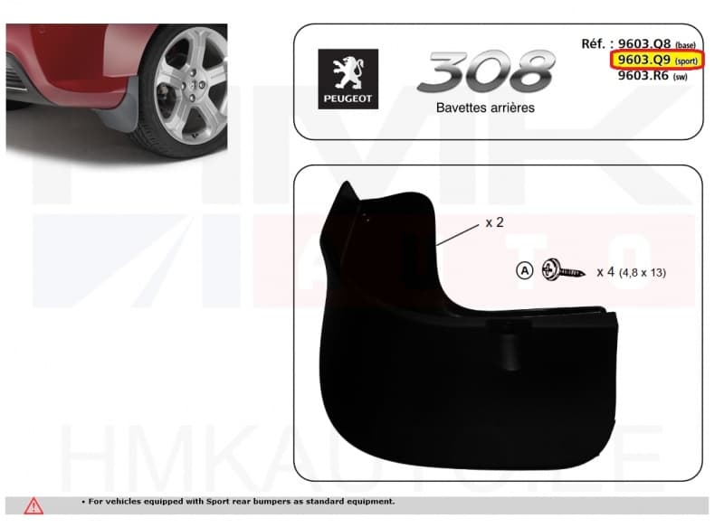 Porikummid tagumised OEM Peugeot 308 2008- (Sport stange)