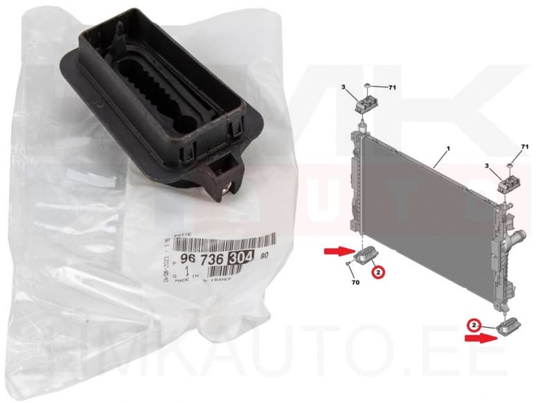 Jahutusradiaatori fikseerimis puks alumine OEM Citroen/Peugeot