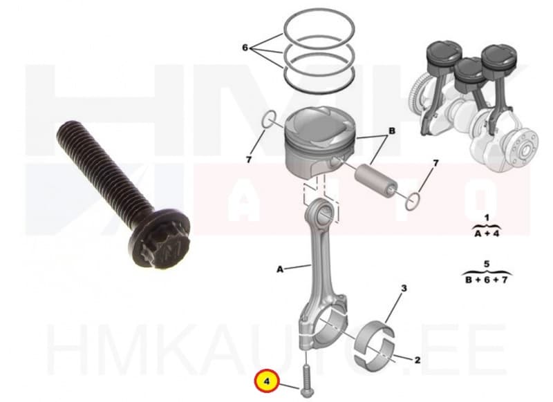 Kepsu kinnituspolt OEM Citroen/Peugeot 1,2THP  M6,5x1-L35