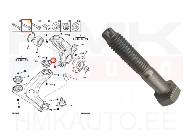 Sarniiri kinnituspolt M10x1,50-L54 OEM Citroen/Peugeot