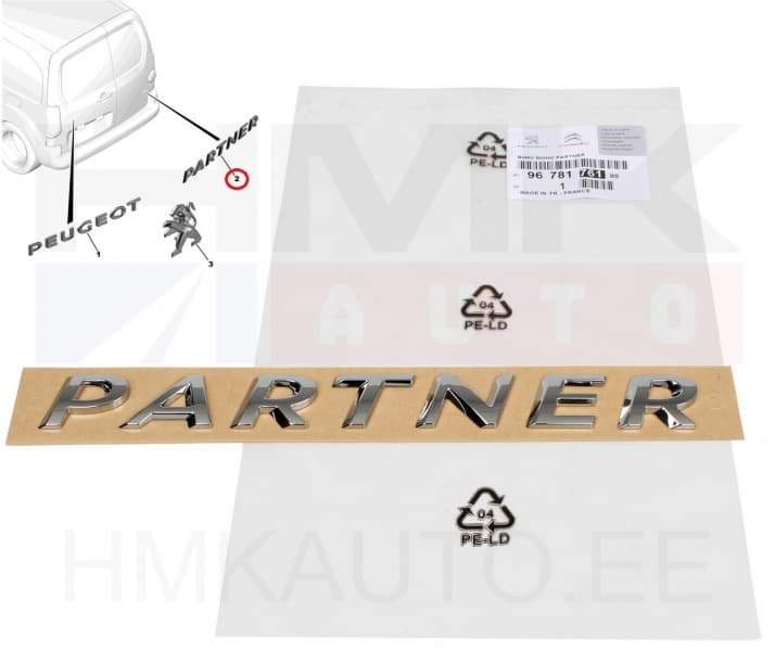 Tagaukse embleem "PARTNER" OEM Peugeot Partner 12-