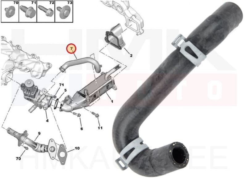 Jahutusvedeliku lõdvik EGR jahutile OEM Jumper/Boxer 2,2HDi 2011- Euro5