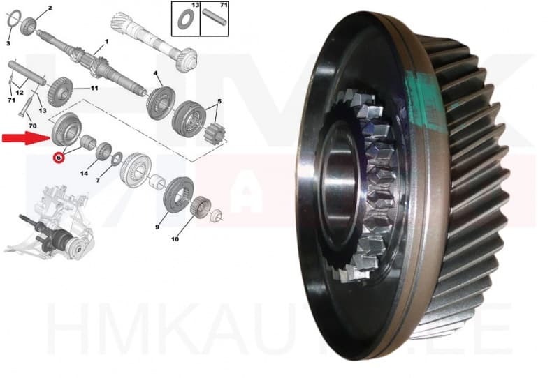 4-käigu hammasratas 46H OEM PSA BE4R käigukast