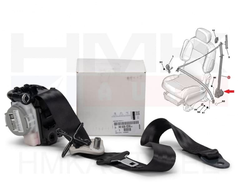 Turvavöö eesmine vasak OEM Berlingo/Partner 2012-