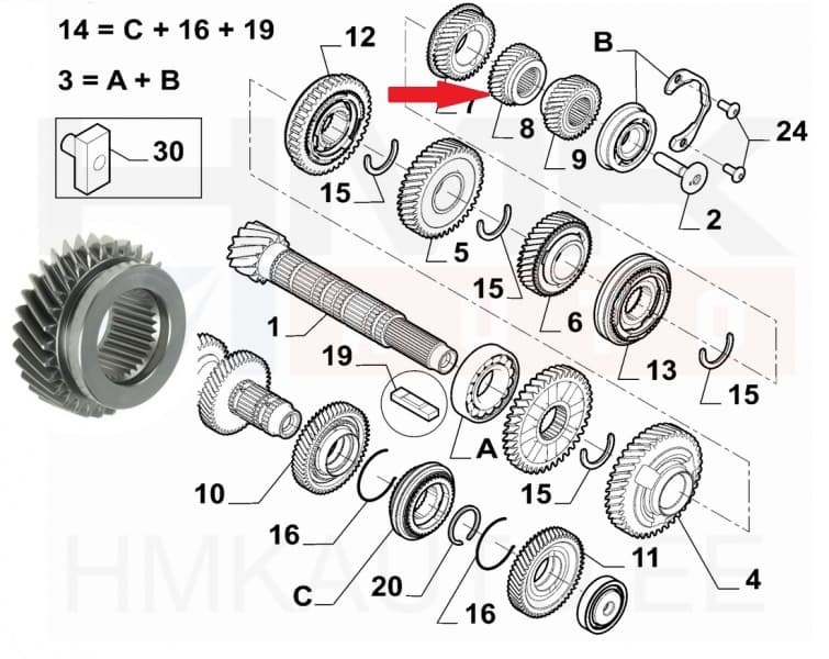 5-käigu hammasratas 31H (51x31) OEM Jumper/Boxer/Ducato 2018- 2,2HDi MLGUC14