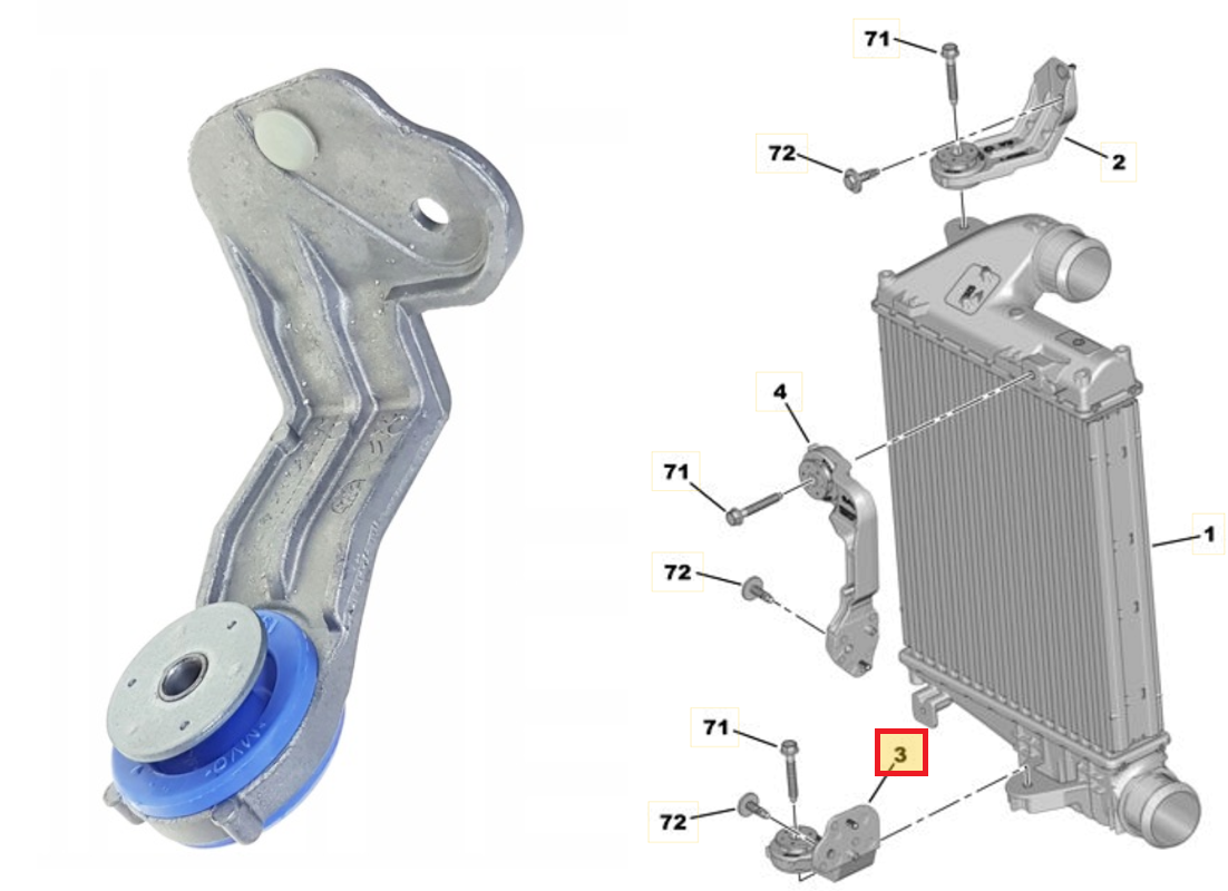 Turbo vahejahuti kinnituskronstein alumine OEM Citroen Jumpy/Peugeot Expert 2016-