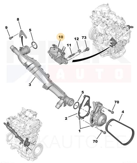 Elektriline veepump OEM Citroen/Peugeot 1,6 EP6-mootorid