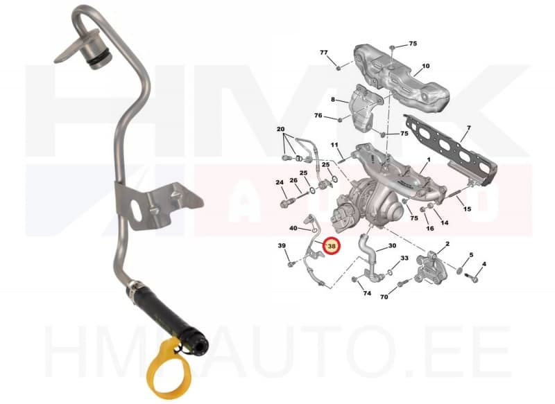 Turbo õli tagasivoolutoru OEM Jumper/Boxer 2,0HDi/2,2BlueHDi Euro6