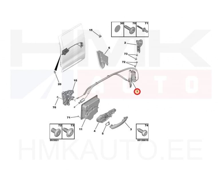 Ukselukusti liuguksele parem(Superlock) OEM Jumpy/Expert 2016-  LWB