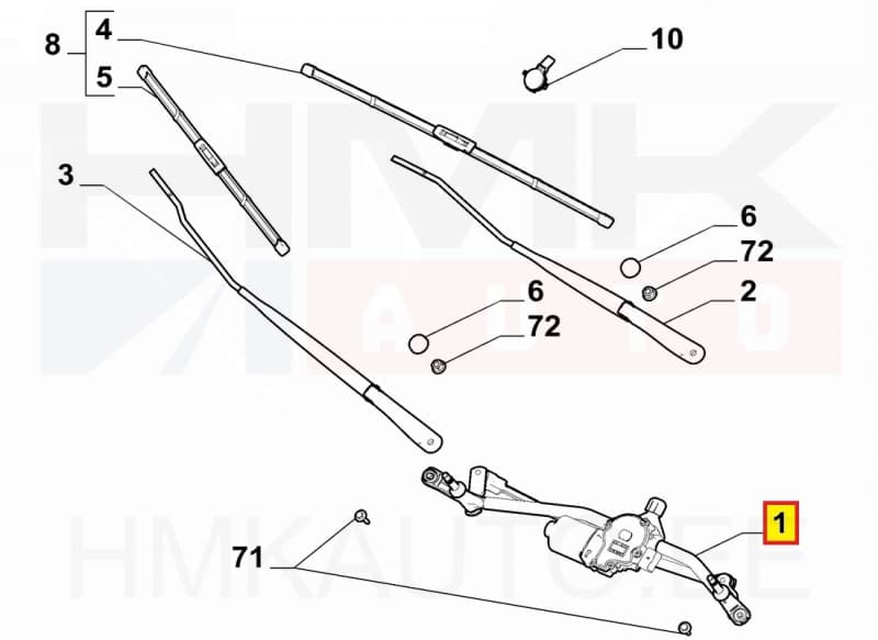 Klaasipühkijate hoovastik koos mootoriga OEM Jumpy/Expert/Proace 2016-