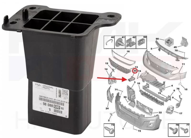 Esistange löögileevendi vasak OEM Citroen Jumpy/Peugeot Expert 2016-