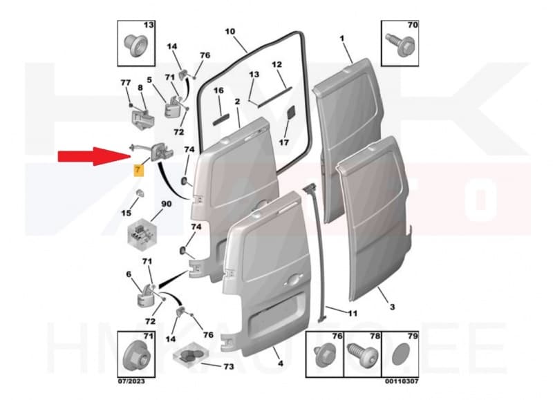 Uksepiiraja tagauksele OEM Jumpy/Expert 2016-