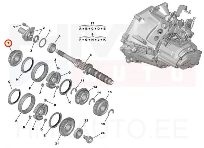 3-käigu hammasratas 31H OEM Citroen/Peugeot MB6 kast