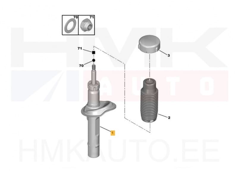 Amortisaator eesmine parem OEM Peugeot 206
