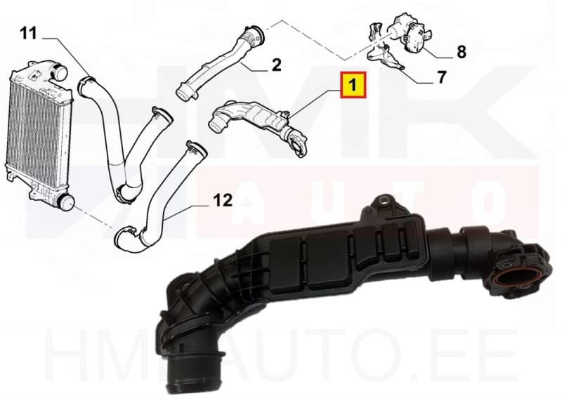 Turbo õhutoru OEM Citroen/Peugeot 1,5BlueHDi DV5R