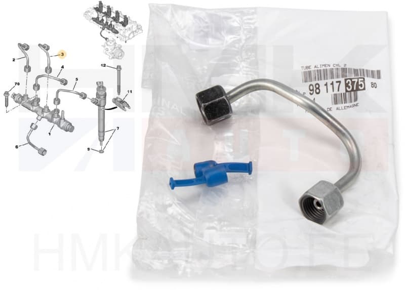 Pihustitoru 2. sil. OEM Citroen/Peugeot 1,5BlueHDi DV5R