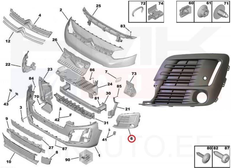 Udutule ümbrisraam vasak OEM Jumpy/Expert 2016-