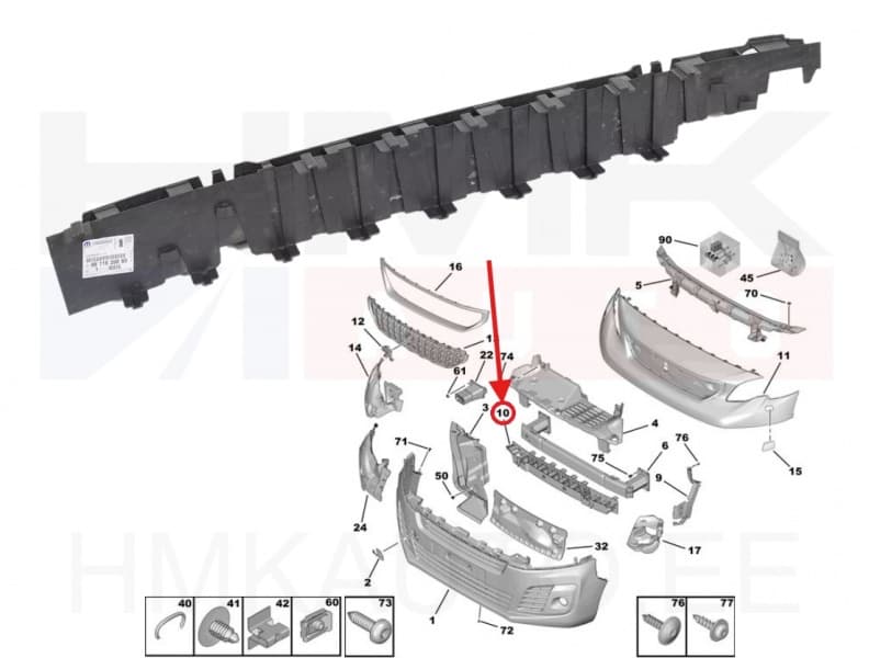 Esistange löögileevendi OEM Citroen Jumpy/Peugeot Expert 2016-