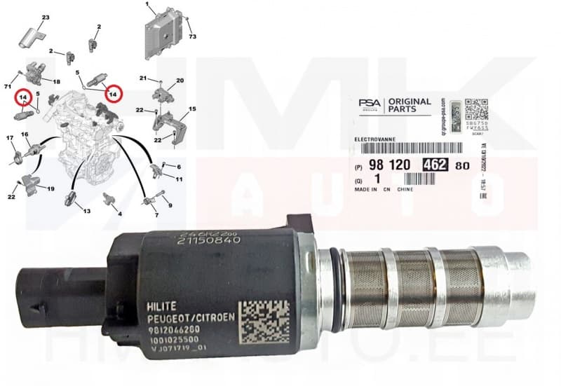 Nukkvõlli reguleerimise solenoidklapp OEM Citroen/Peugeot 1,2 EB2
