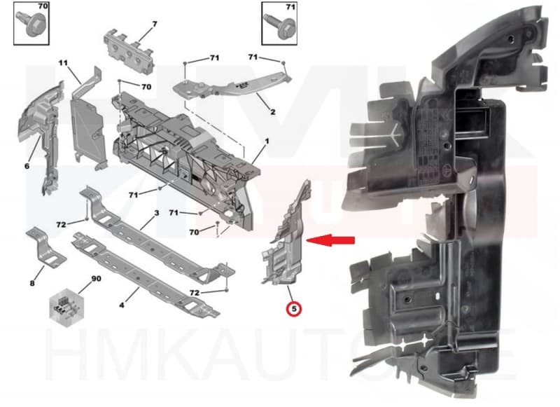 Jahutusradiaatori tuulesuunaja vasak OEM Citroen Jumpy/Peugeot Expert 2016-