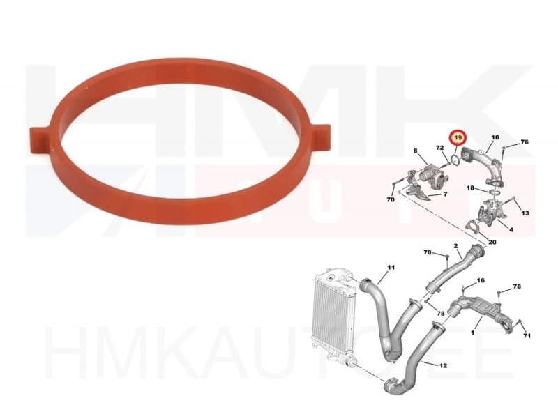 Turbo õhutoru tihend OEM Citroen/Peugeot 1,5BlueHDi DV5R