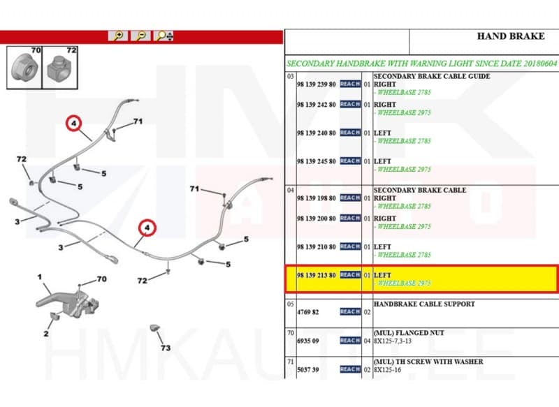 Seisupiduritross tagumine vasak Partner/Berlingo 2018-  L2