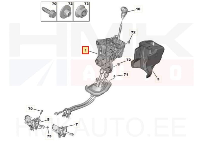 Käigukang kulissi ja trossidega OEM Citroen Berlingo/Peugeot Partner(K9) 2018- BE4 kkast
