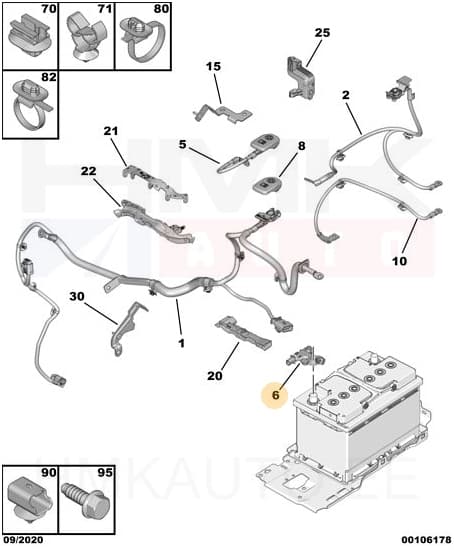 Akuklemm (-), IBS andur OEM Citroen/Peugeot