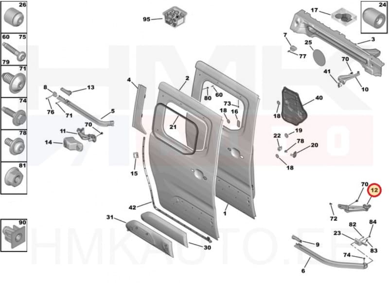 Liugukse alumine tugi parem OEM Berlingo/Partner 2018-