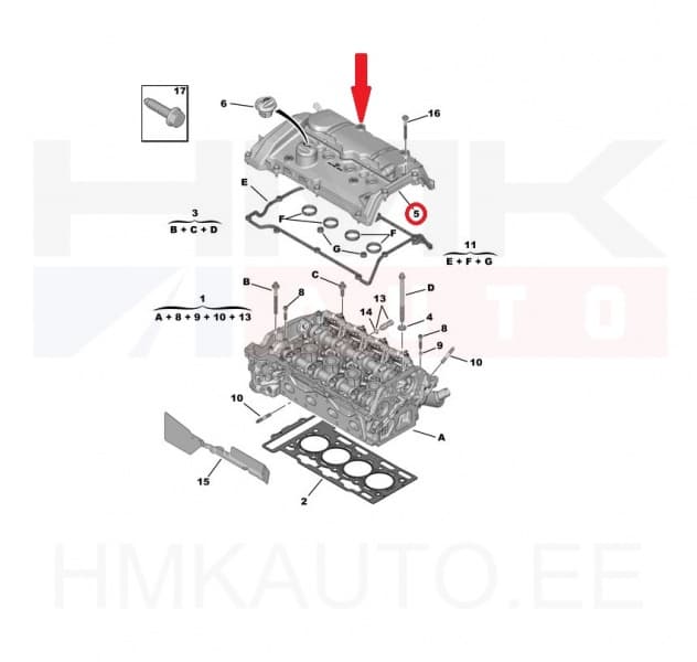 Klapikambri kaas OEM Citroen/Peugeot 1,6 EP6FADTX