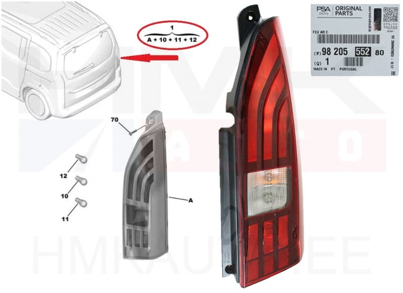 Tagatuli parem OEM Peugeot Partner/Rifter 2019- (tagaluugiga)