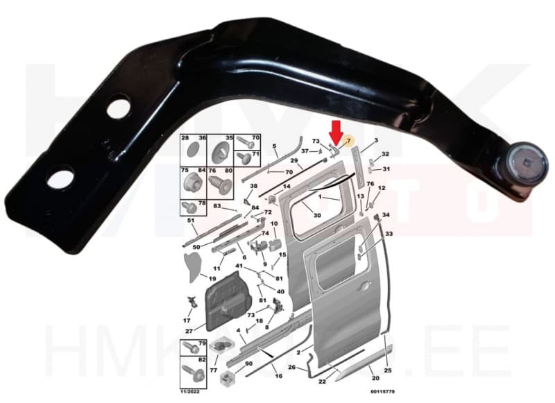 Liugukse ülemine tugi vasak OEM Jumpy/Expert/Proace 16-