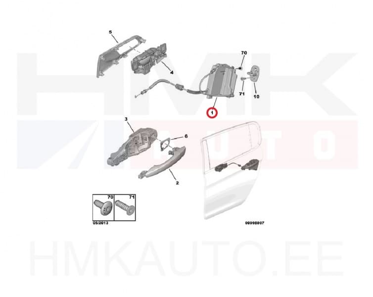 SOODUS!!! Ukselukusti tagauksele, vasak OEM Peugeot 308 2013-