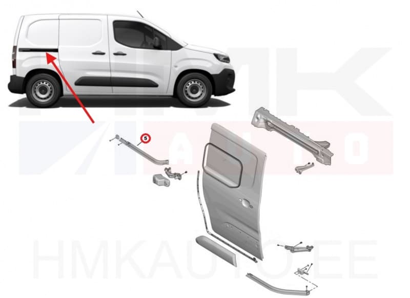 Liugukse juhtsiin parem keskmine OEM Citroen Berlingo/Peugeot Rifter 2018-