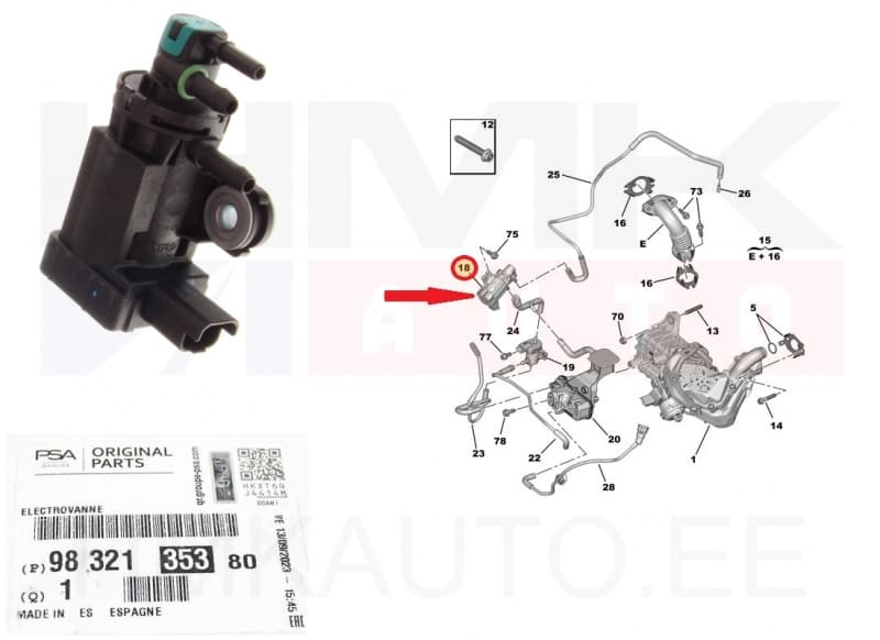 Turbo juhtsolenoid OEM Citroen/Peugeot 2,0HDI/2,2BlueHDI Euro6