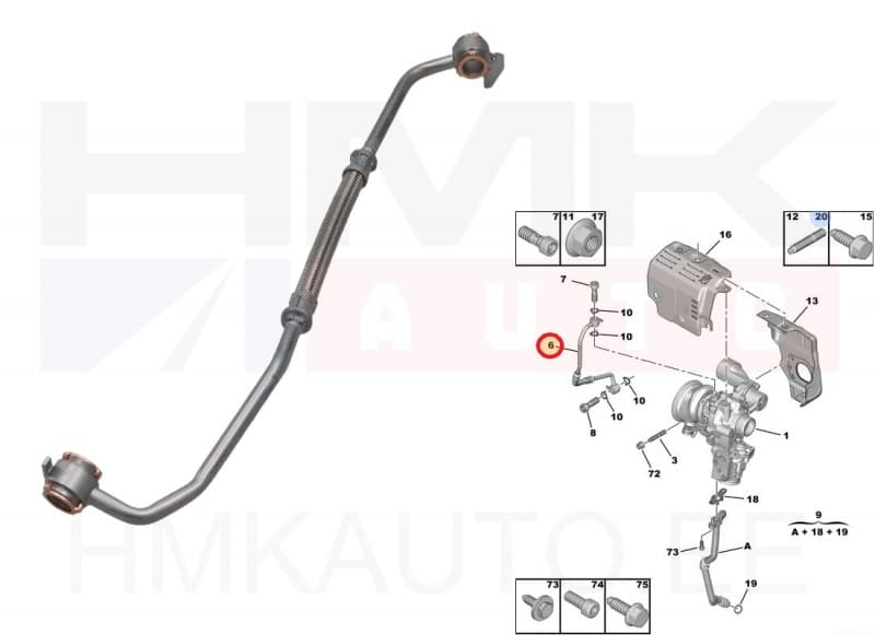 Turbo õlitustoru OEM Citroen/Peugeot 1,2THP