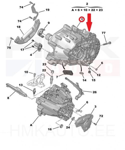 Käigukasti korpus (sidurikoda) OEM Jumper/Boxer 2,2HDI *Puma mootorid