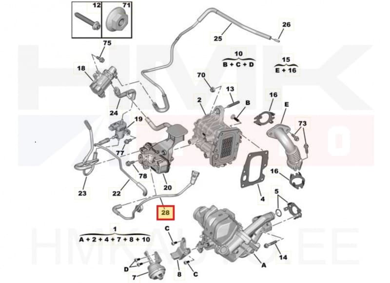 EGR juhtsolenoidi vaakumtoru OEM Citroen/Peugeot