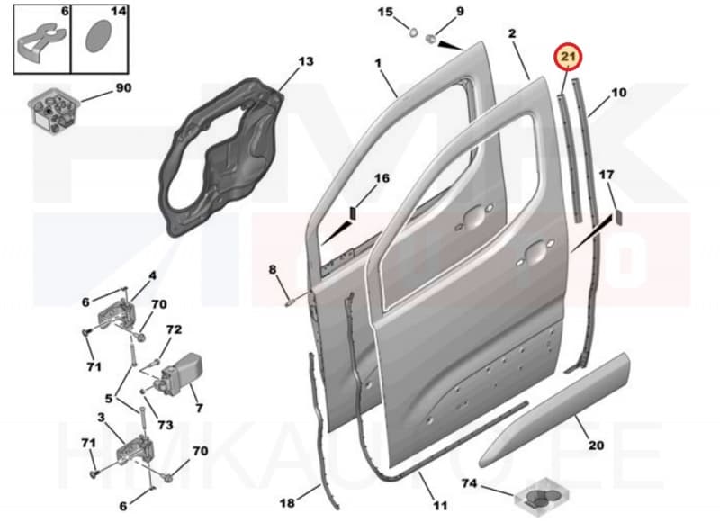 Esiukse serva tihend vasak tagumine OEM Citroen Berlingo/Peugeot Rifter 2022-